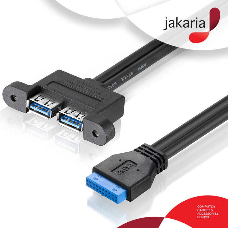 Kabel USB 3.0 2 Port Real Panel Belakang ke Motherboard 20 Pin Kabel Extension USB 3.0 Motherboard