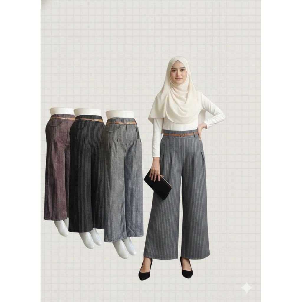 GADABUY_16 OROPANTS STRIPE WANITA OROPANTS WANITA MODEL JUMBO KULOT LUNA SABUK ORO PANTS NYAMAN PEMA