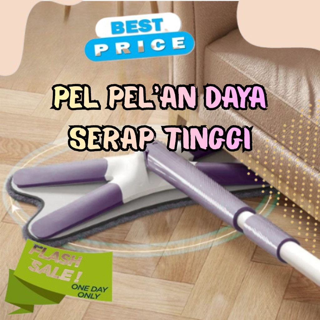 Cod Mop Pel Lantai Flexible / Alat Pel Lantai Praktis Peras Otomatis / Mop Pel Pelan Peras