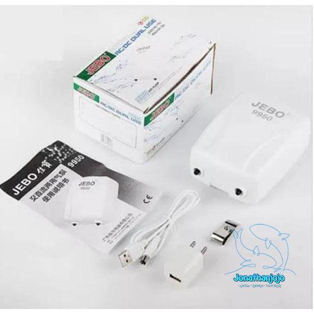 Hot Produk Pompa oksigen JEBO 9950 ACDC aerator AC DC Aerator Aquarium Kolam Ikan Portable bisa buat
