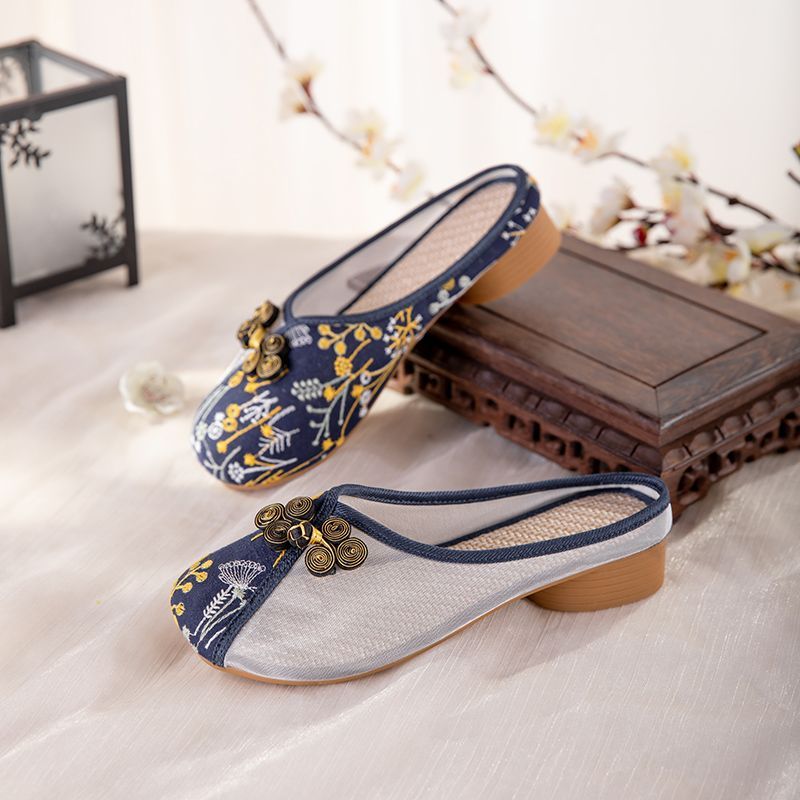Sepatu Cina Sandal kain elemen Han Sandal kain sepatu gaya nasional bordir wanita