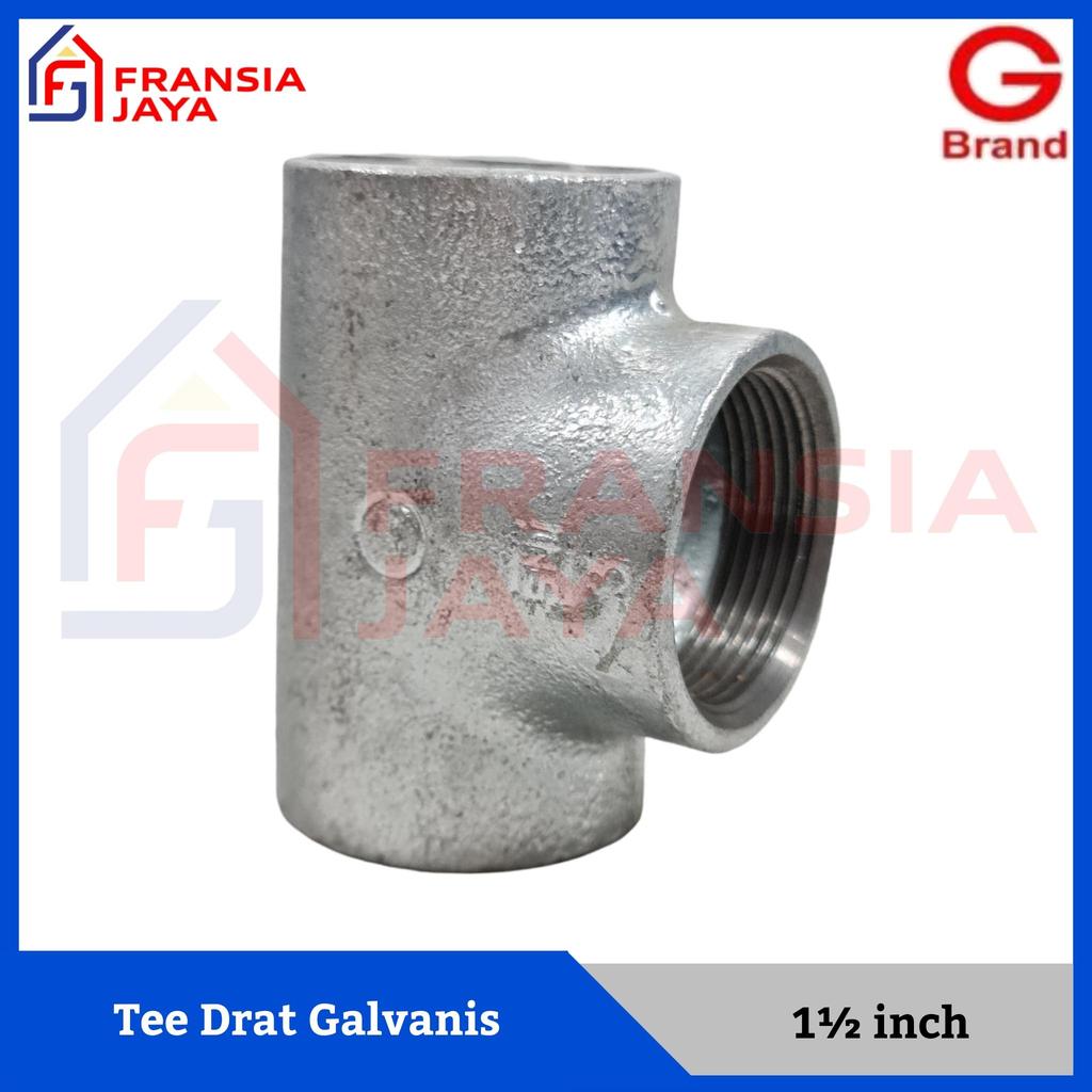 Galunggung Tee Galvanis Drat 1.1/2 inch Sambungan Fitting Pipa Galvanis 1.5 inch G Brand