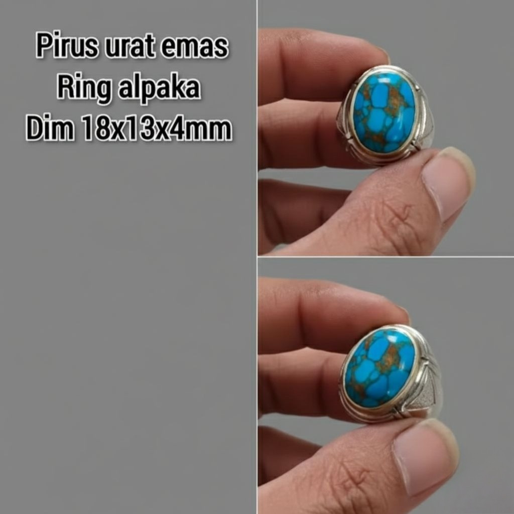 cincin pirus Mesir biru urat emas