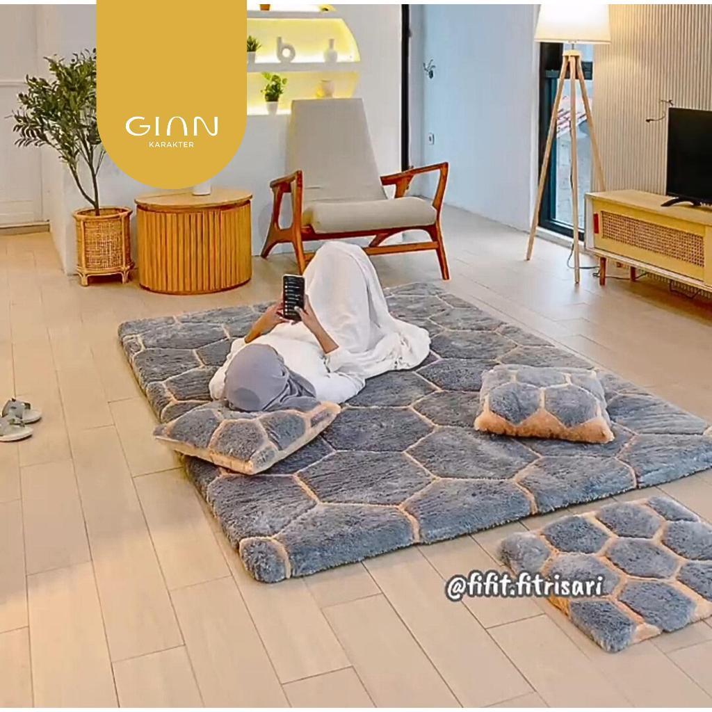 Surpet [kasur karpet] Bulu Empuk Motif Hexagon - Gian Karakter