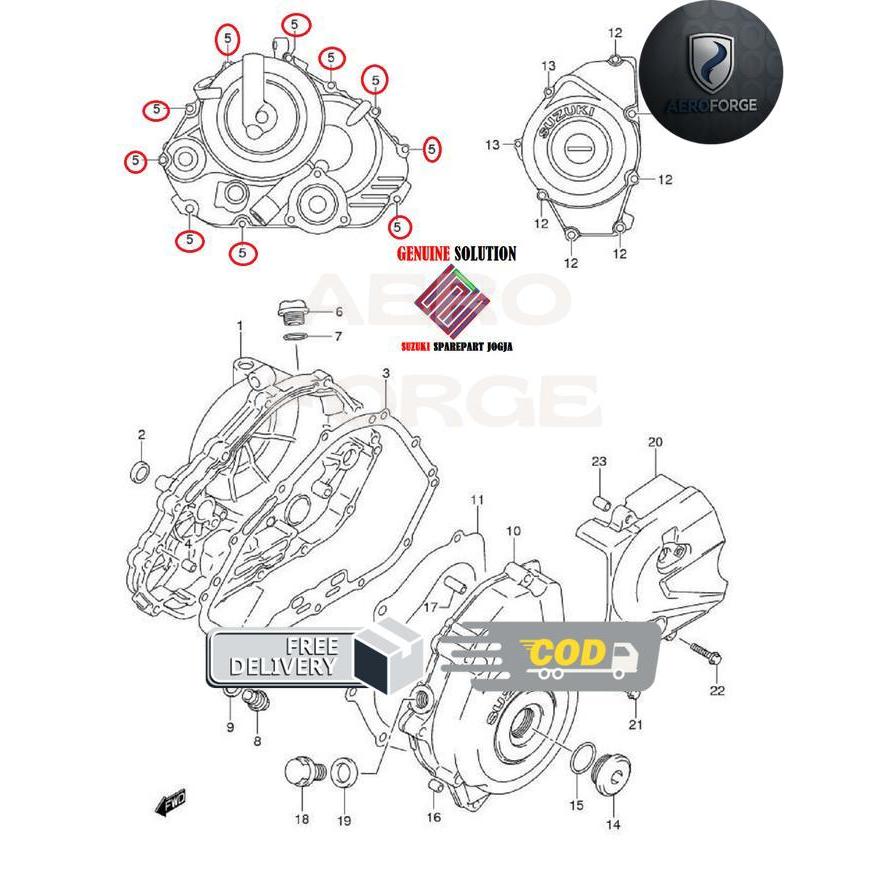AEROFORGE - 01547-0630A-000 Baut tutup bak kopling Satria FU ori