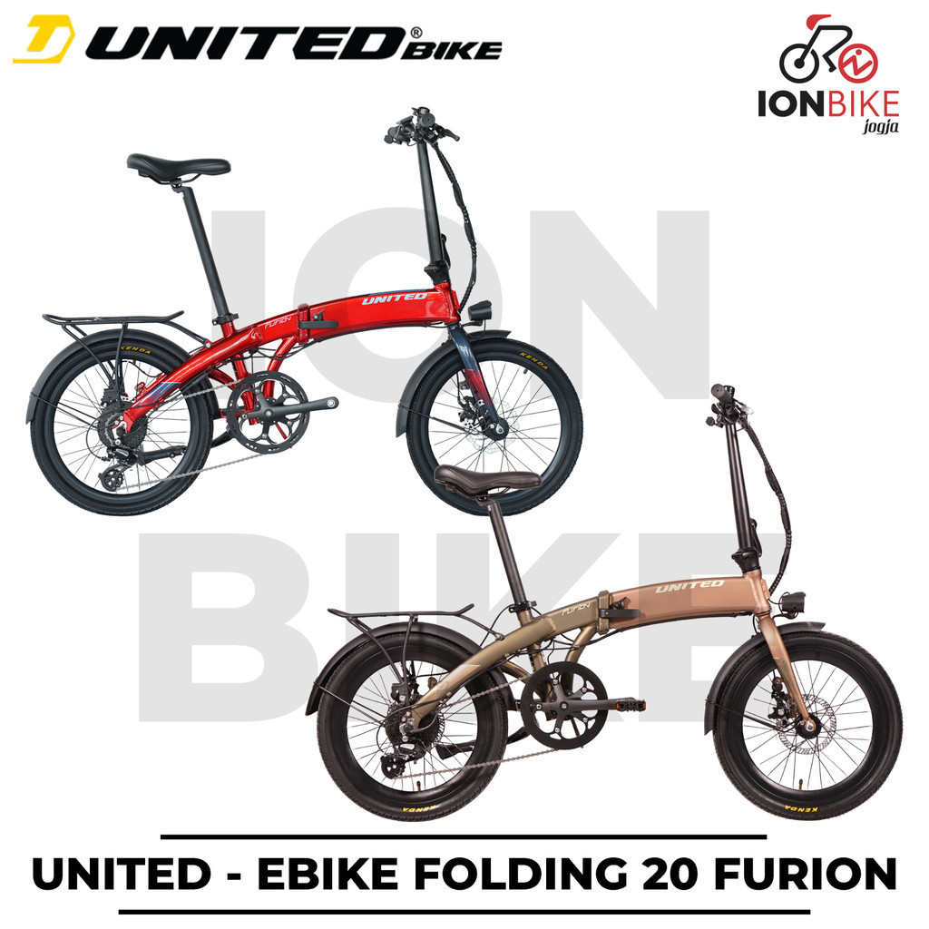 Sepeda Lipat 20 Ebike United Furion E-Bike Listrik E Bike 8 Speed Seli Murah Awet Gili Velo Kalosi G