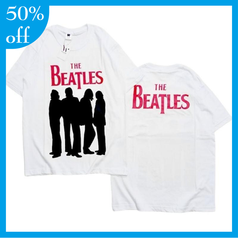 T-shirt The Beatles Vintage Kaos Band  Kaos Band The Beatles Vintage Combed Oversize Pendek Putih