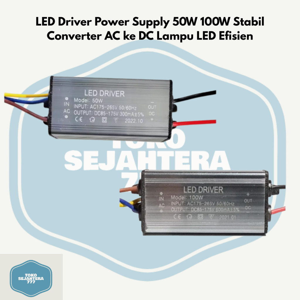 LED Driver Power Supply 50W 100W Stabil Converter AC ke DC Lampu LED Efisien