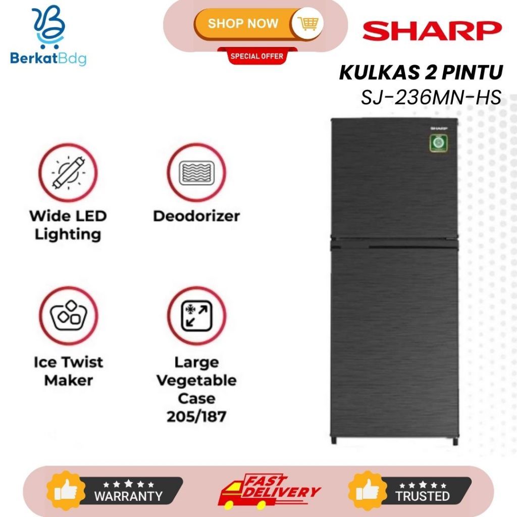 SA LEMARI ES KULKAS 2 PINTU SHARP SJ 236 MN-HS