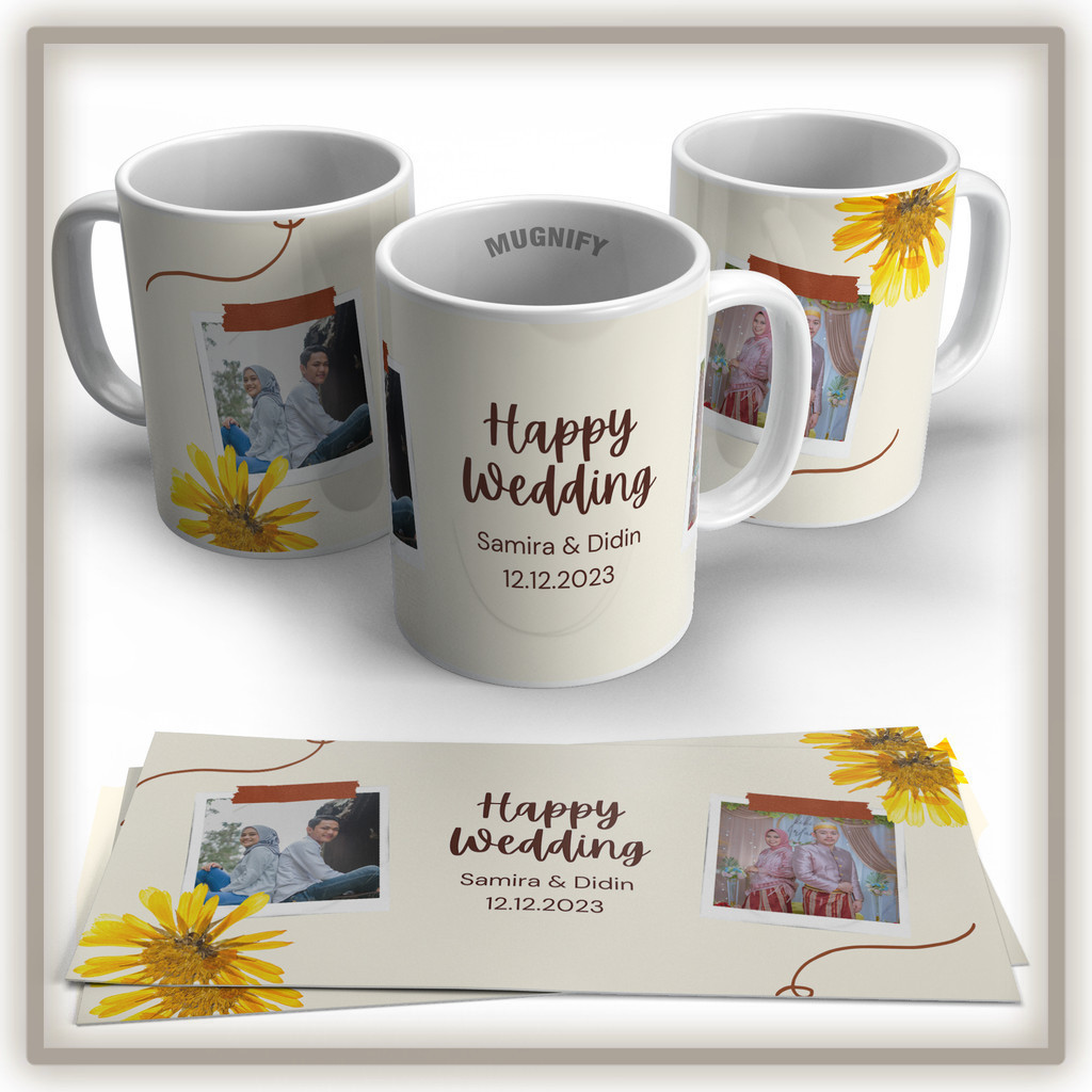 Sovenir Pernikahan Gelas Mug Custom Cantik | Hadiah Eksklusif Unik