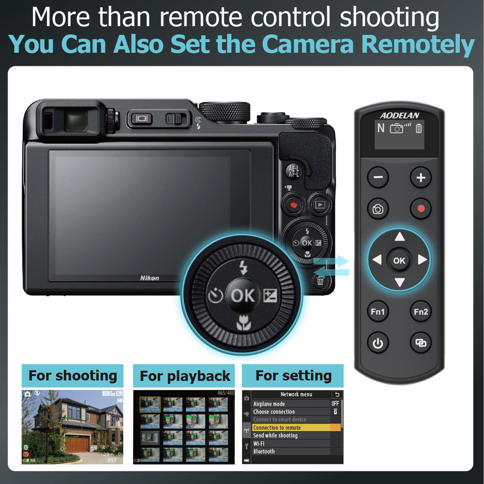 ML-L7 Wireless Reargeable Remote Control Shutter Release for Nikon Z6III, Z30, Z50, Z50II, Zfc, Zf, 