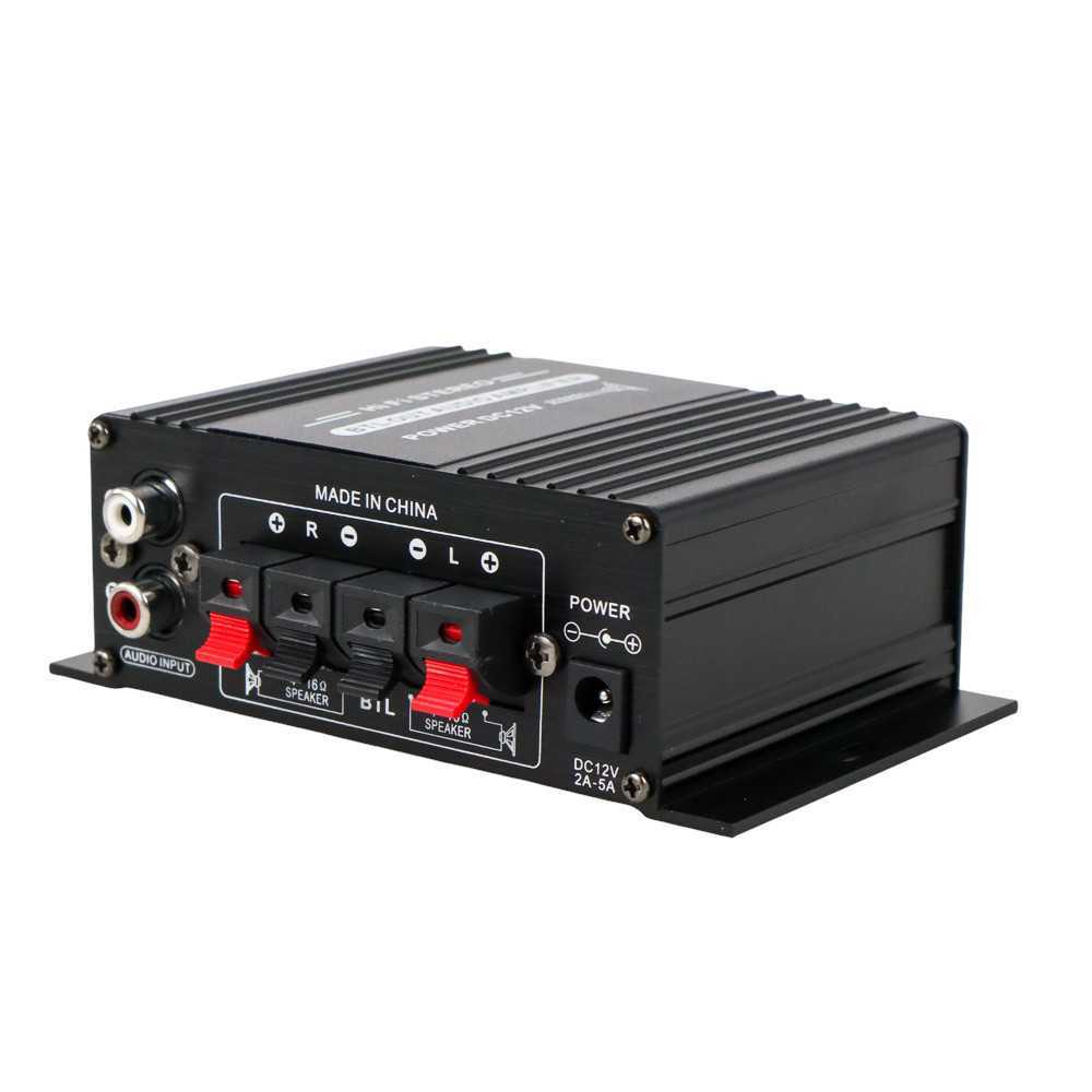 Lepy AK170 HiFi Mini Stereo Car Amplifier Treble Bass Booster Power Amp Mobil Rumahan 12V 40W CNC Al