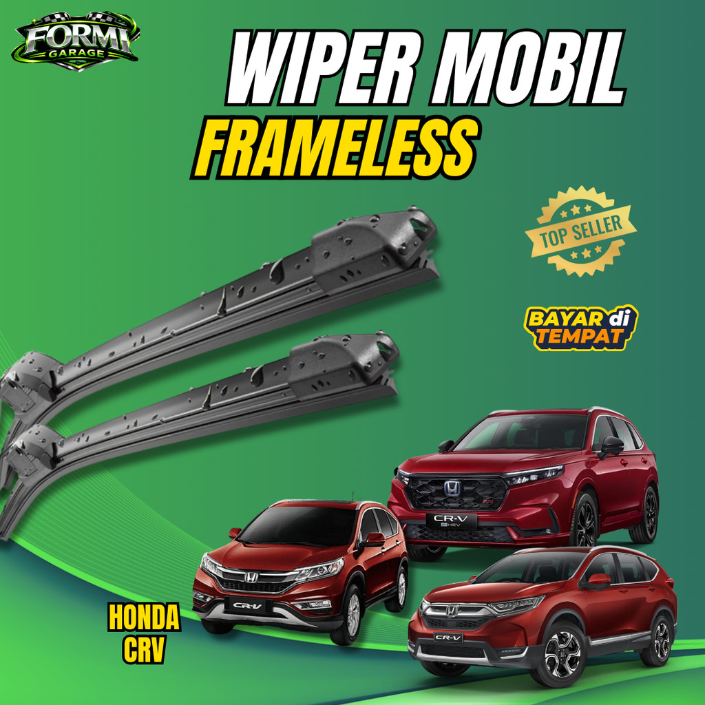 Wiper Kaca Depan Mobil Honda CRV Frameless Blade - Karet Premium (Sepasang)
