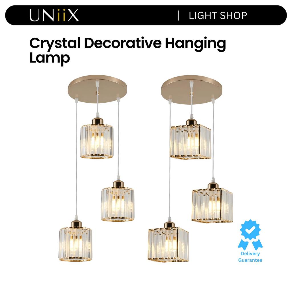 UNiiX - LG8015 | Lampu Gantung Meja Makan Lampu Gantung Hias Kristal Meja Makan Cabang 3 Lampu Gantu