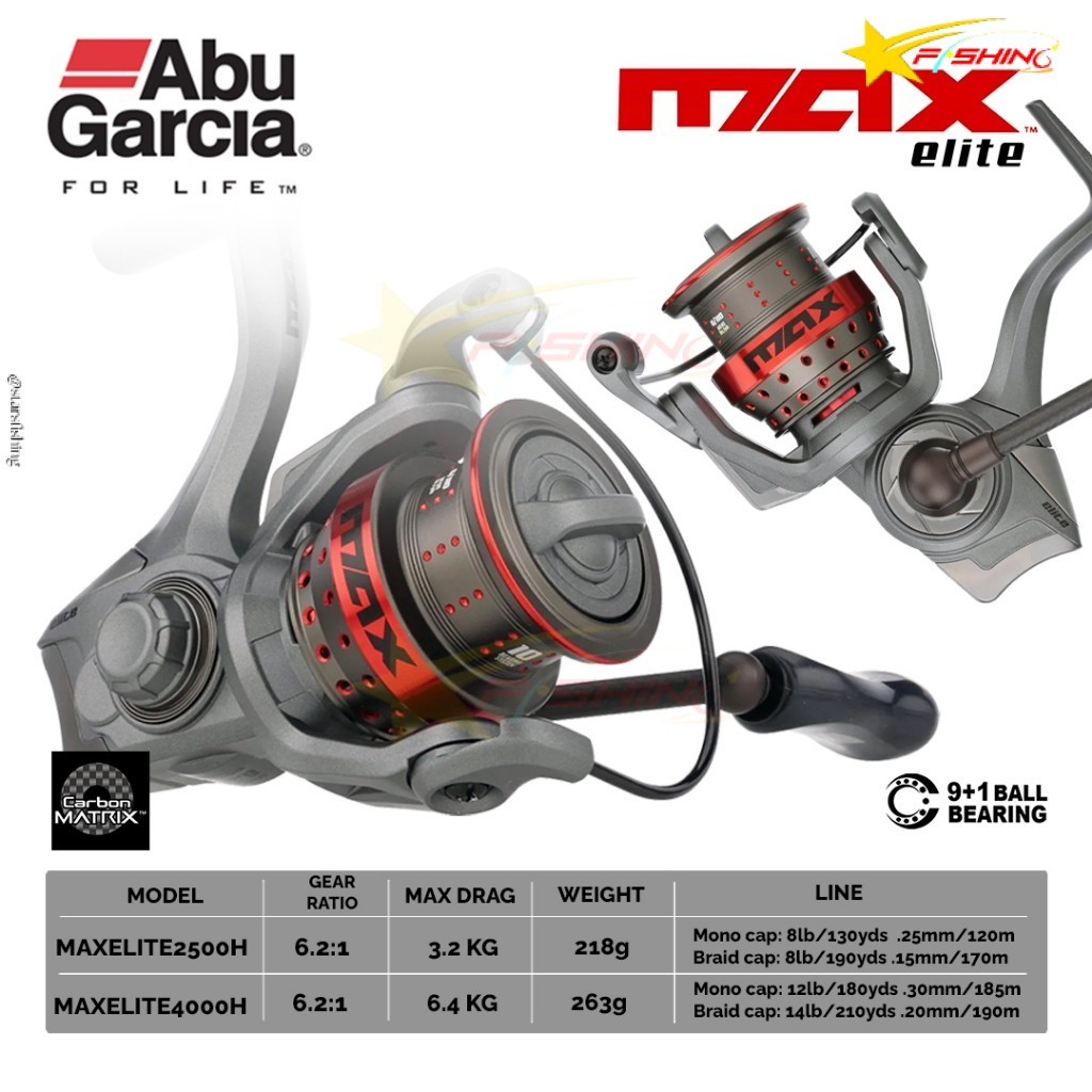 Starsfishing Reel Pancing Spinning Abu Garcia MAX ELITE Power Handle Carbon Frame