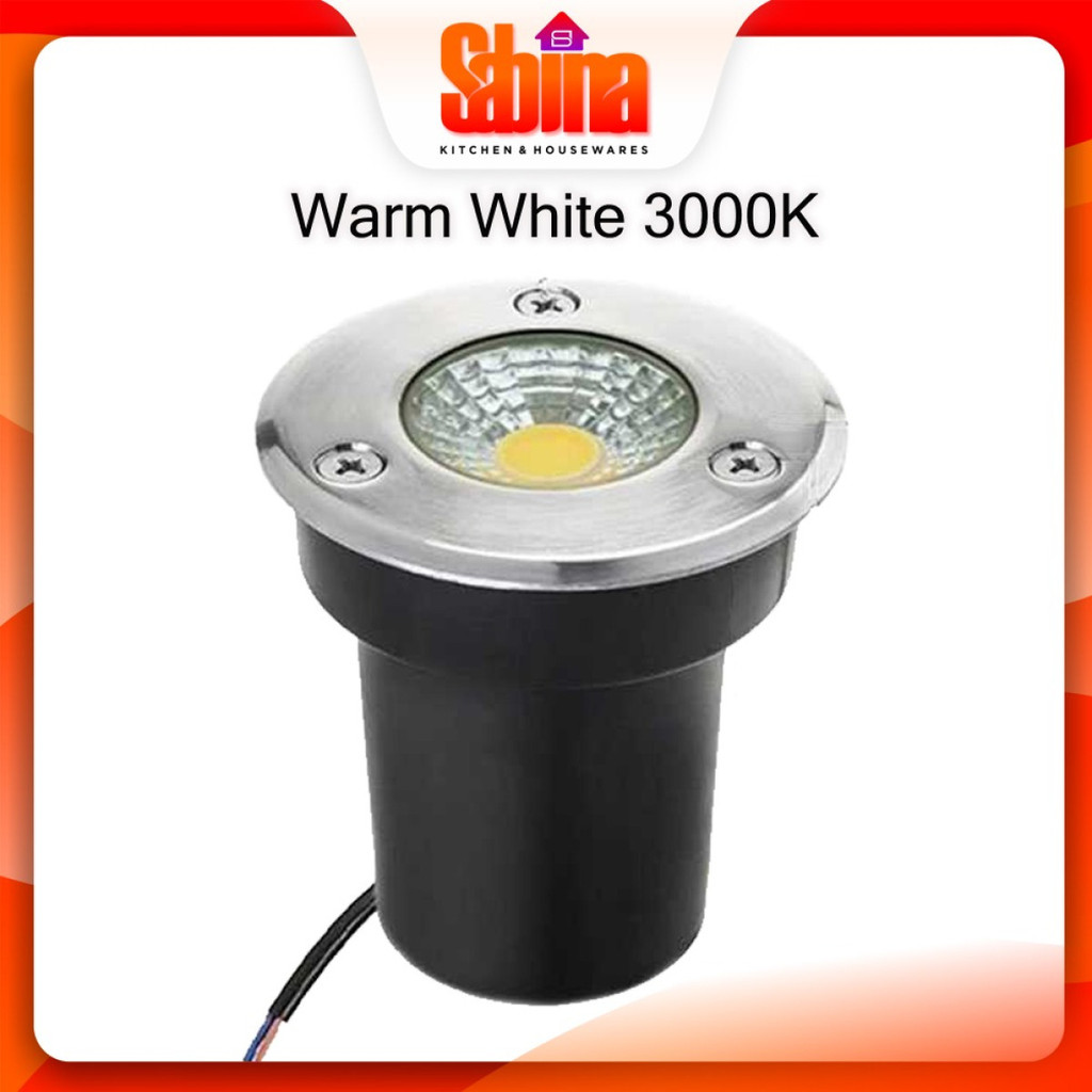 Lampu Tanam Lantai Taman LED Ground Light Carport Waterproof 3W Warm White