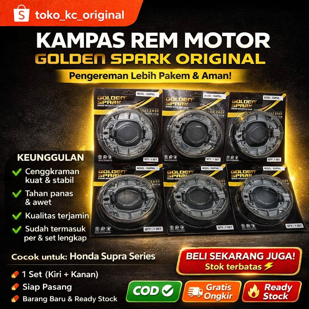 Kampas Rem Tromol Belakang Supra X Grand Supra Fit Golden Spark