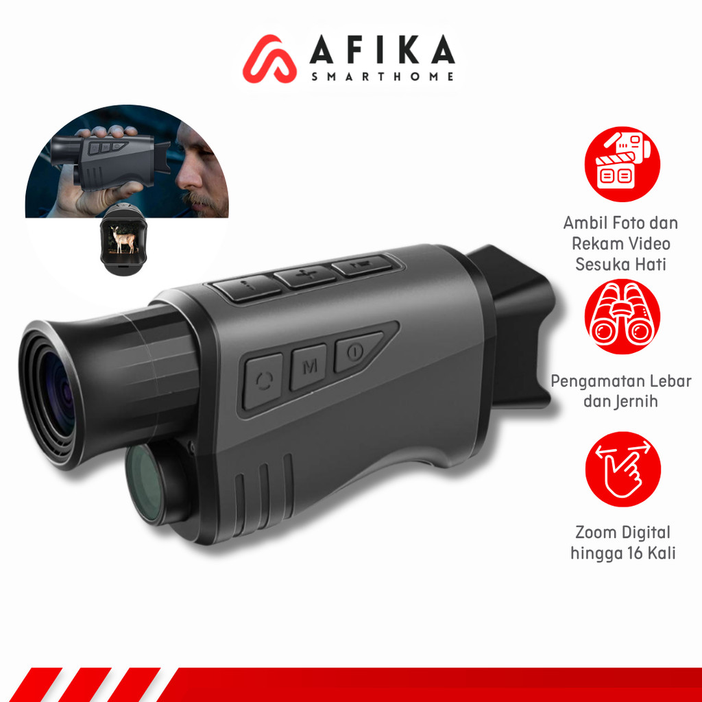 Teropong Monocular Digital Night Vision 16x Zoom 1080P 1500mAh