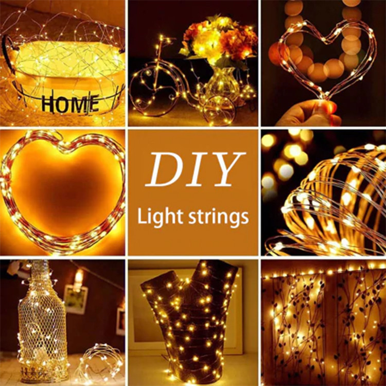 Lampu LED Kawat Tembaga Fairy Light 1/2/3m Warna-Warni - Dekorasi Kue Bunga Bintang Baterai Murah