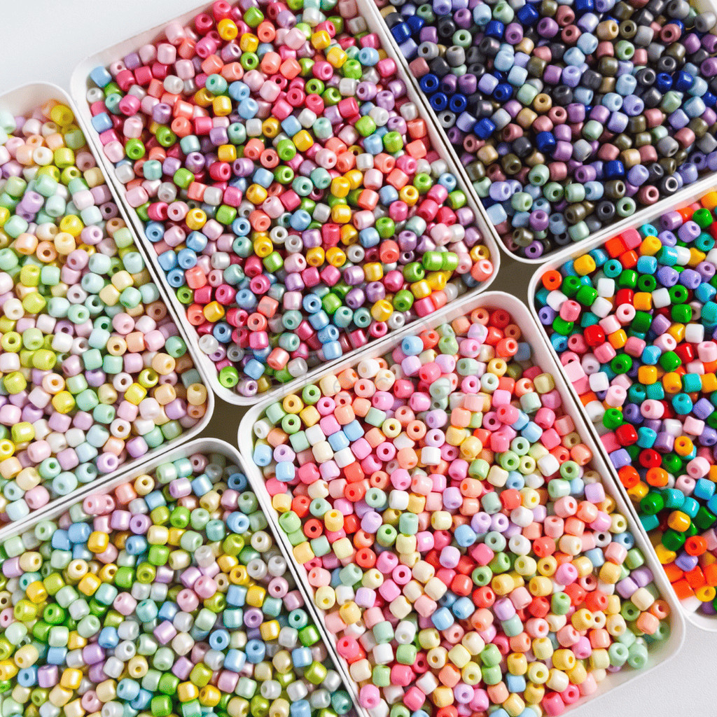 Manik pasir tabung mote payet glass bead FGB rainbow