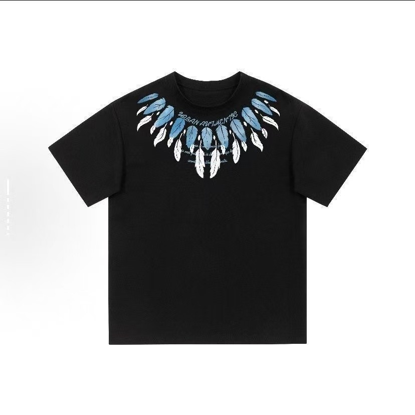 COD (Dikirim dalam 24 jam)MIEMIE. Kaos Elang Putih—Kaos longgar dengan desain burung biru dan sayap 