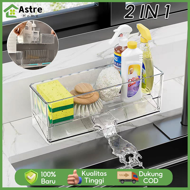 Rak Sponge Sabun Cuci Piring Wastafel Estetik Rak Dinding Serbaguna Dapur Rak Rak Pengering Sponge S