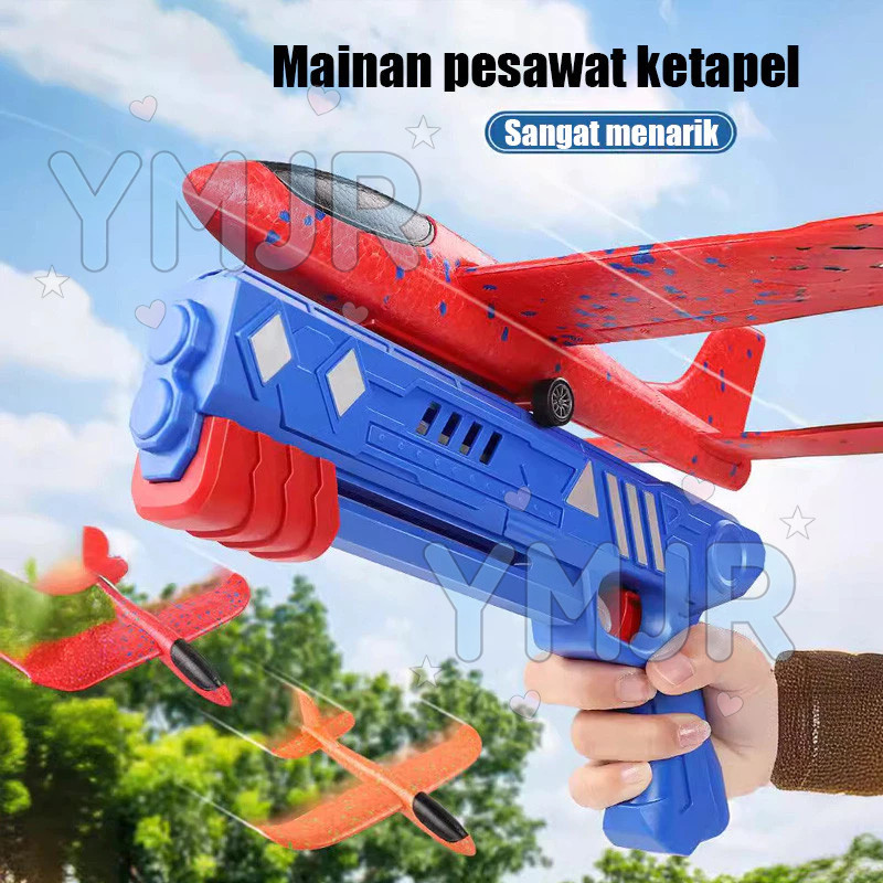 COD (OPP) Pistol mainan pesawat busa SNI Mainan Anak tembakan Pesawat Terbang ada lampu / Mainan Tem