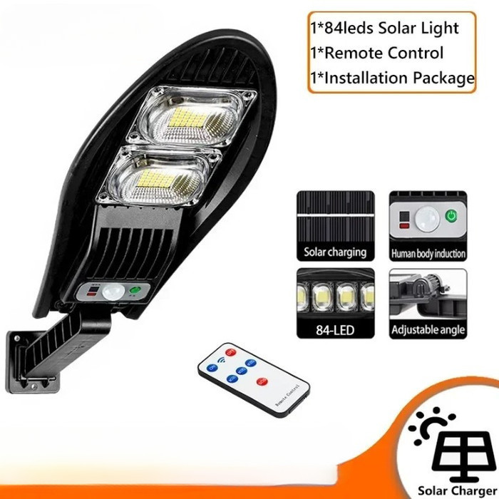 Lampu Sorot LED Solar 40W Baterai 1500mAh Sensor Gerak PIR 84 LED COB 1060 Lumens IP65 Tahan Air Out