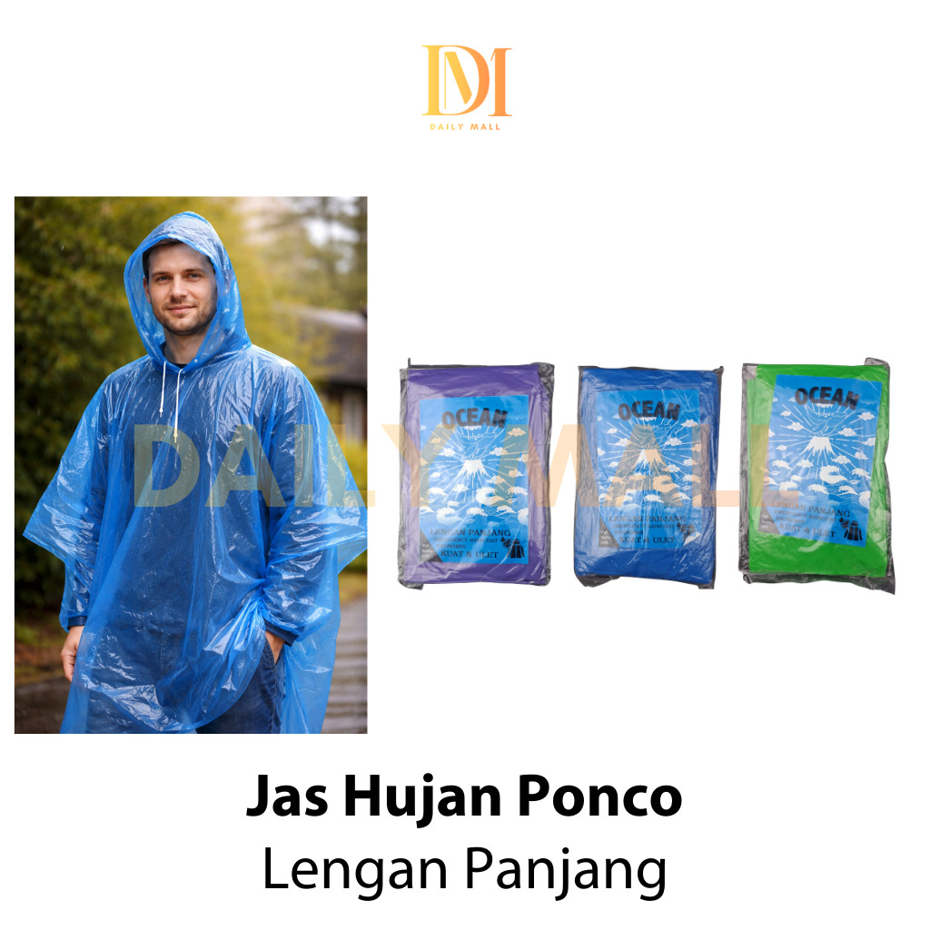 Jas Hujan Ponco Lengan Panjang Unisex LDPE / Raincoat Lengan Panjang Unisex LDPE