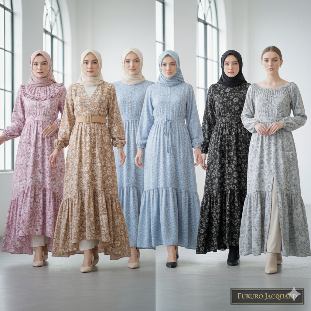 Fukuro Jacquard Emboss | Jaguar Motif Etnik | Viscose Jaquard | Kain Motif Geometris by Husein Texti