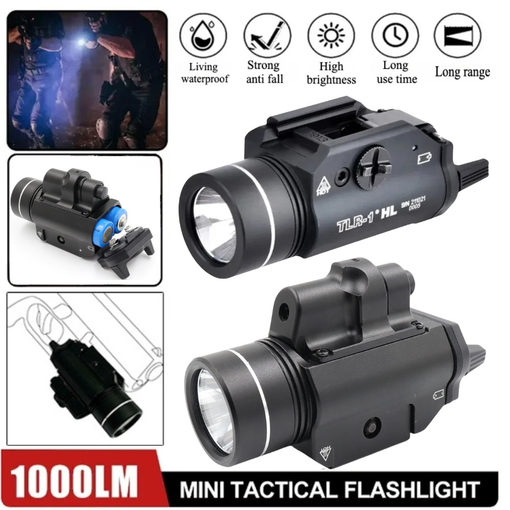 Tactical Weapon Flashlight Metal 1000 Lumens TLR1 LED Light 20mm GLOCK 17 Airsoft Rifle TLR7 Scout T