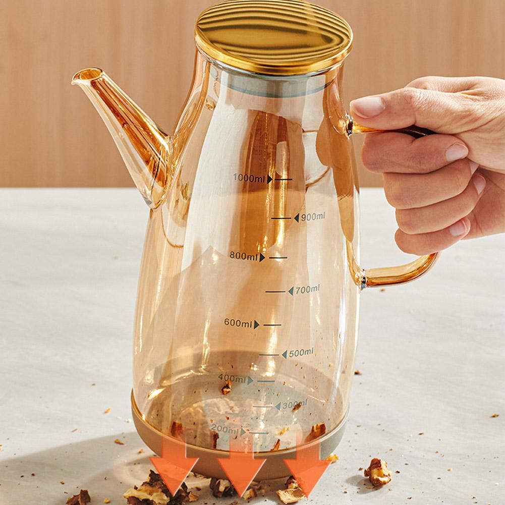 Glass Oil Pot Kitchen Household Seasoning Bottle Container Glass+Stainless Steel No Oil Hanging Glas