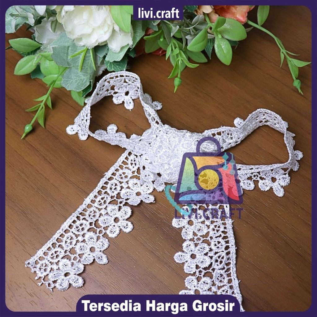 RENDA GYPER BUNGA / RENDA PUTIH LEBAR 3,5 cm