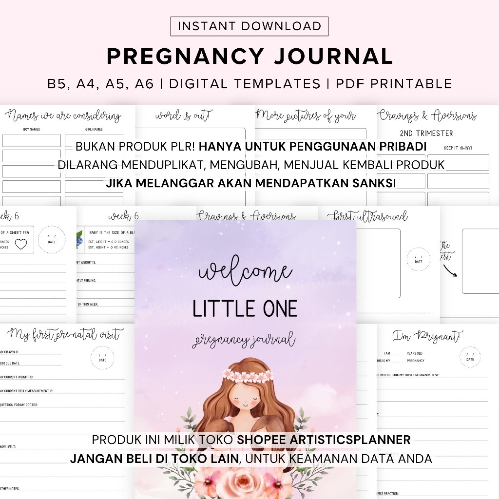 Pregnancy Journal Planner Printable | Printable Pregnancy Journal | Maternity Planner | Pregnancy Or
