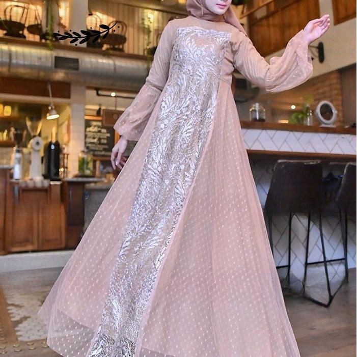 NAURA DRESS BRUKAT PREMIUM - LILAC, M