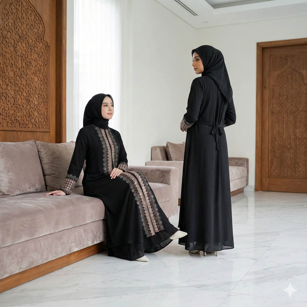 Abaya Hitam Premium Bordir Payet Elegan Muslimah-5