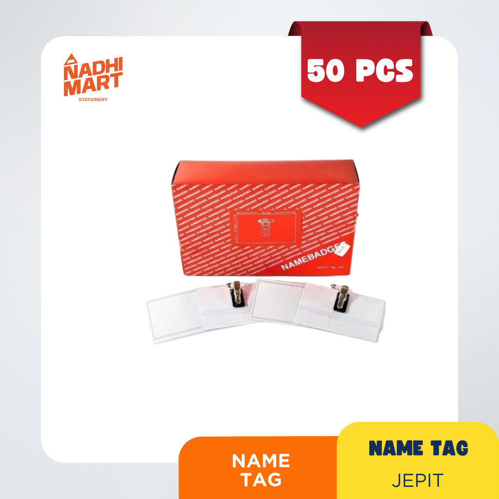 50 PCS NAME TAG JEPIT NAME TAG PLASTIK