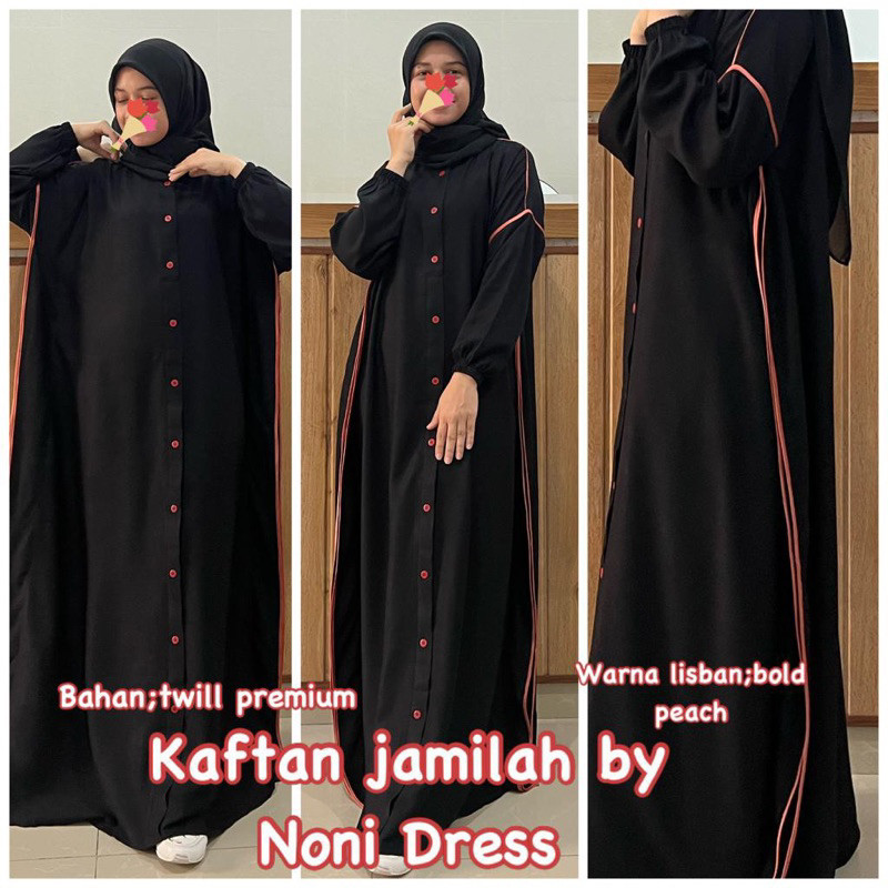 Daster Arab NONI JAMILAH Maxi Dress Gamis Hitam Kaftan Twill Premium Big Size