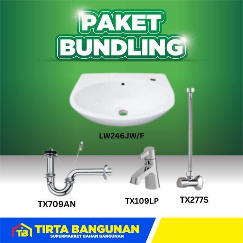 PAKET WASTAFEL TOTO LW246JW/F PUTIH KOMPLIT TX109LP TX709AN TX277S