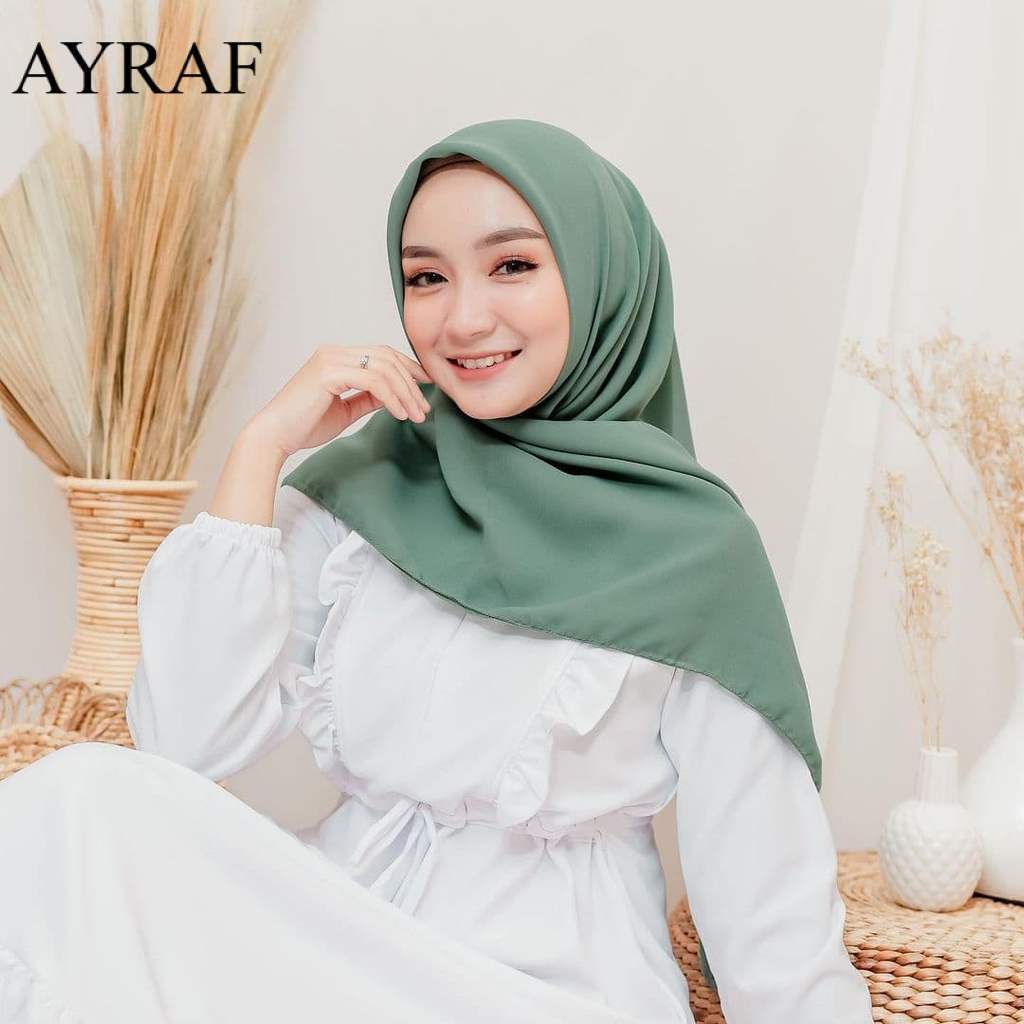 Kerudung Bella Square Warna Hijau Seawood/Bahan Pollycotton Kerudung Segi Empat / Kerudung Segi Empa
