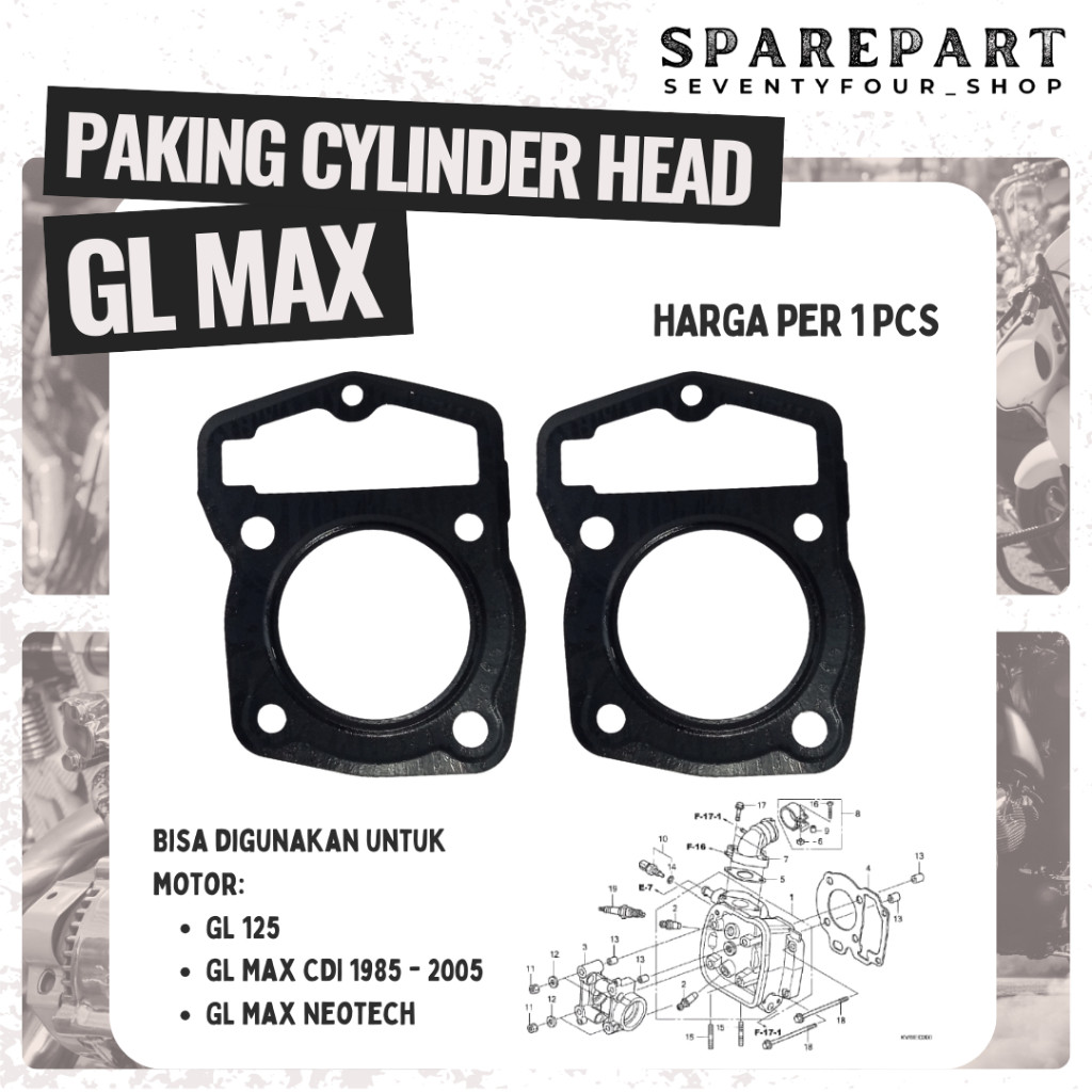 PAKING CYLINDER HEAD GL MAX NEOTECH GL 125 GL MAX CDI  GASKET KOP ATAS BESI SRM