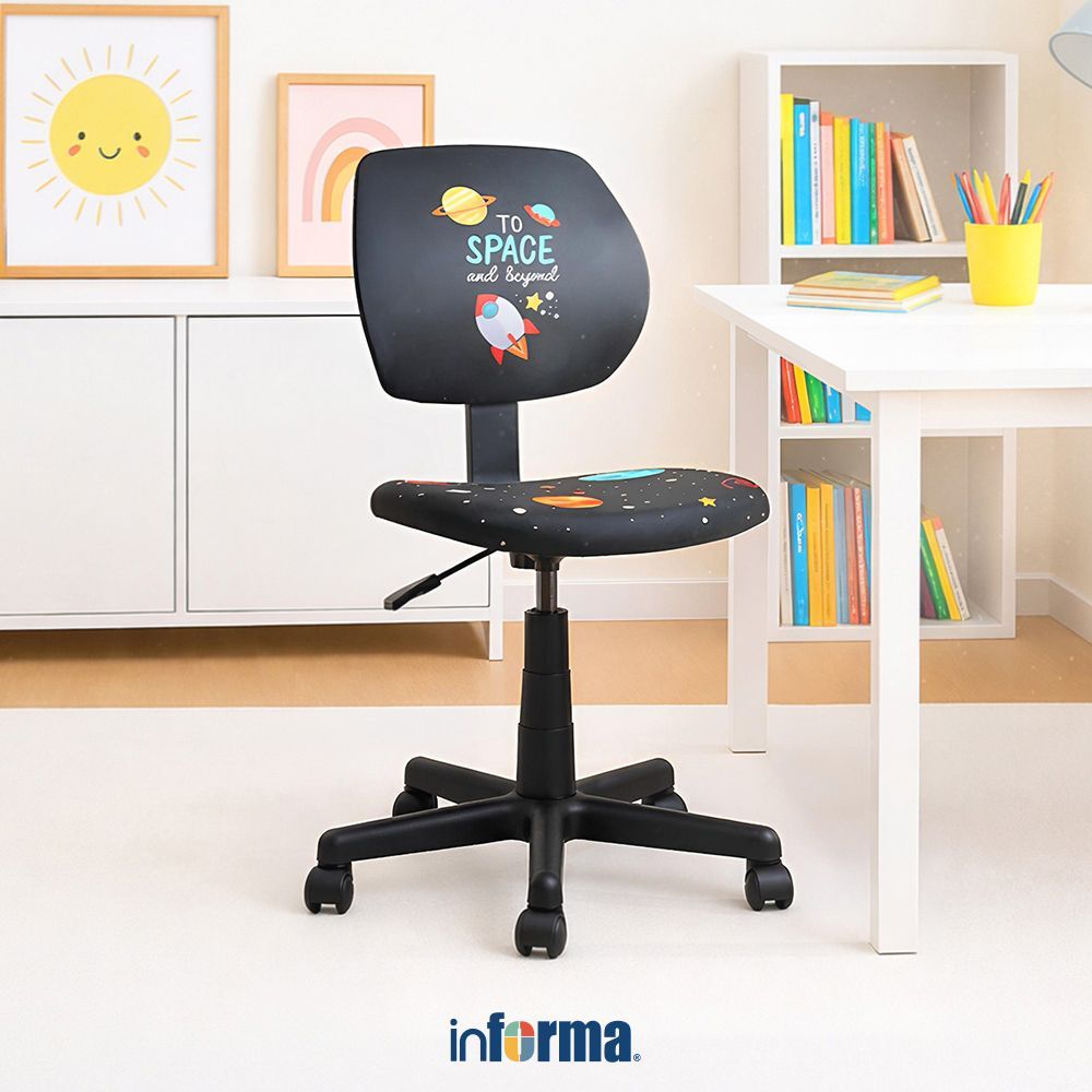 Informa Otto Kursi Belajar Anak Space - Hitam Tempat Duduk Dengan Roda Kids Study Chair Furniture In