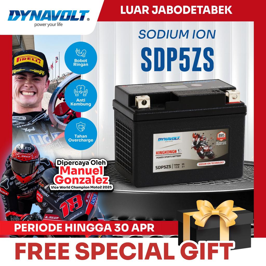 DYNAVOLT Aki Motor YAMAHA Mio GT, Soul GT, Xeon, dll | Sodium Ion SDP5ZS | 31 Watt 12.8 Volt (Khusus