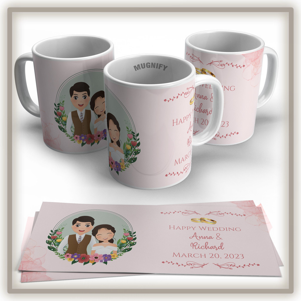 Hadiah Pernikahan Gelas Mug Custom Unik | Souvenir Elegan Eksklusif