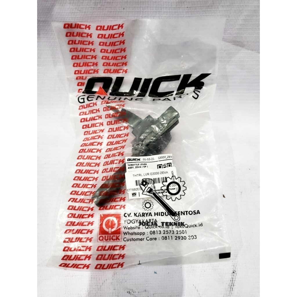 Sparepart Traktor Quick Throttle Lever Assy Traktor Quick G3000 Zeva Original / Tuas Pengatur Kecepa