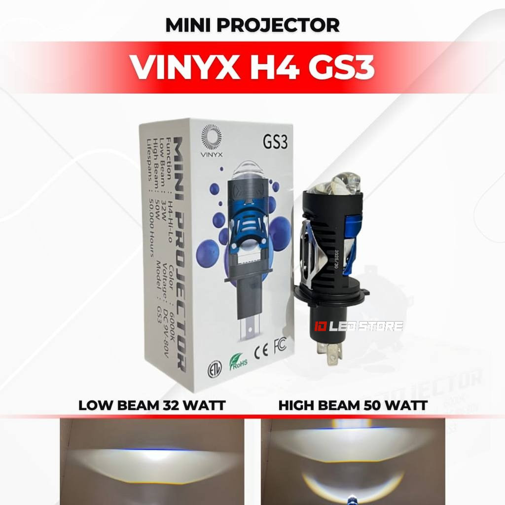 Lampu LED H4 VINYX GS3 50 Watt H4 Mini Projie Biled ZE5 201 H4 I1021
