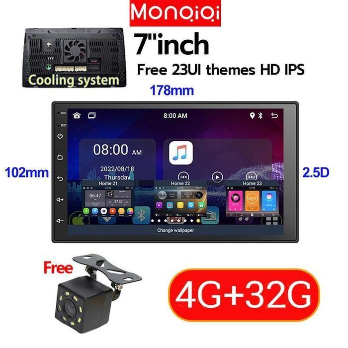 MONQIQI with cooling system4G+32G IPS Screen Head Unit android 7/9/10 Inch Car Android 13 Navigasi U