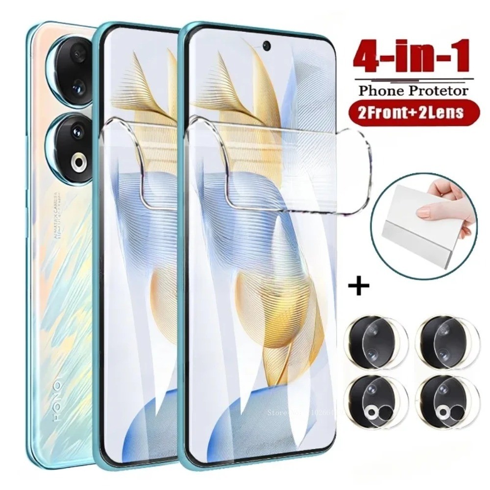 Film Hidrogel 4IN1 untuk Pelindung Layar Honor 90 untuk Honor 200 90 Smart 70 Lite 60 50 SE 80 100 P