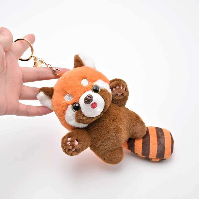 Cute cartoon red panda plush toy pent little raccoon doll keyain doll playground doll