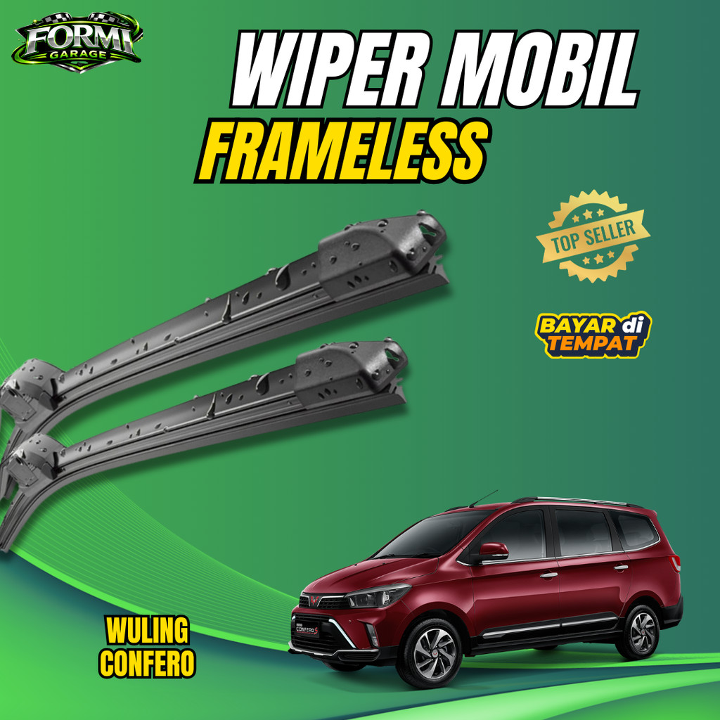 Wiper Kaca Depan Mobil Wuling Confero Frameless Blade - Karet Premium (Sepasang)